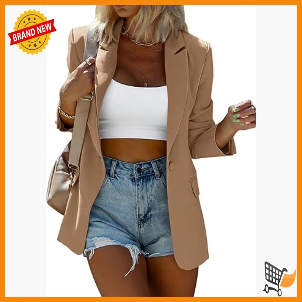 Oversized Blazer Long Sleeve Button Front Work Casual Suit Jacket